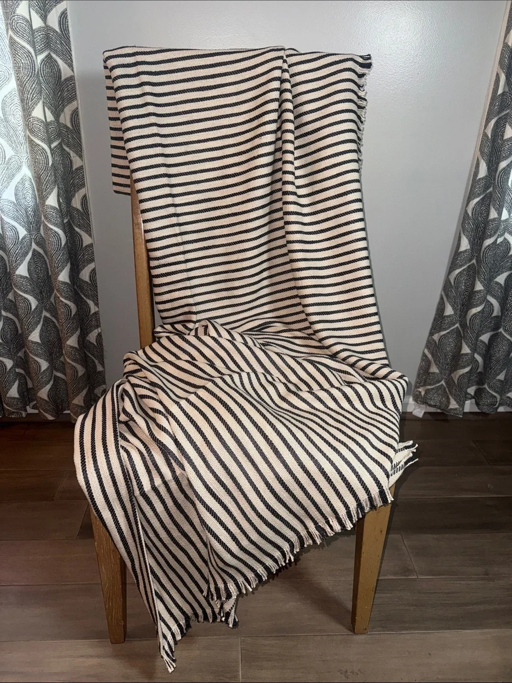 Anthropologie NWT Striped Woven Cotton Blend Curtain Panel 50x84 1 qty